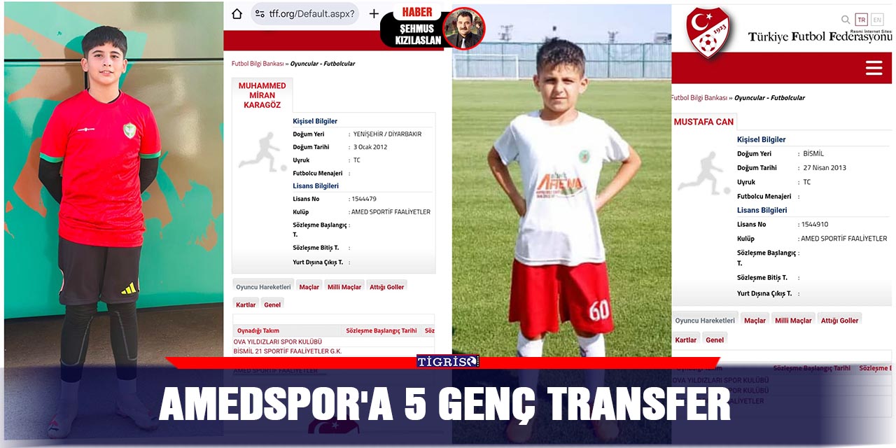 Amedspor'a 5 genç transfer
