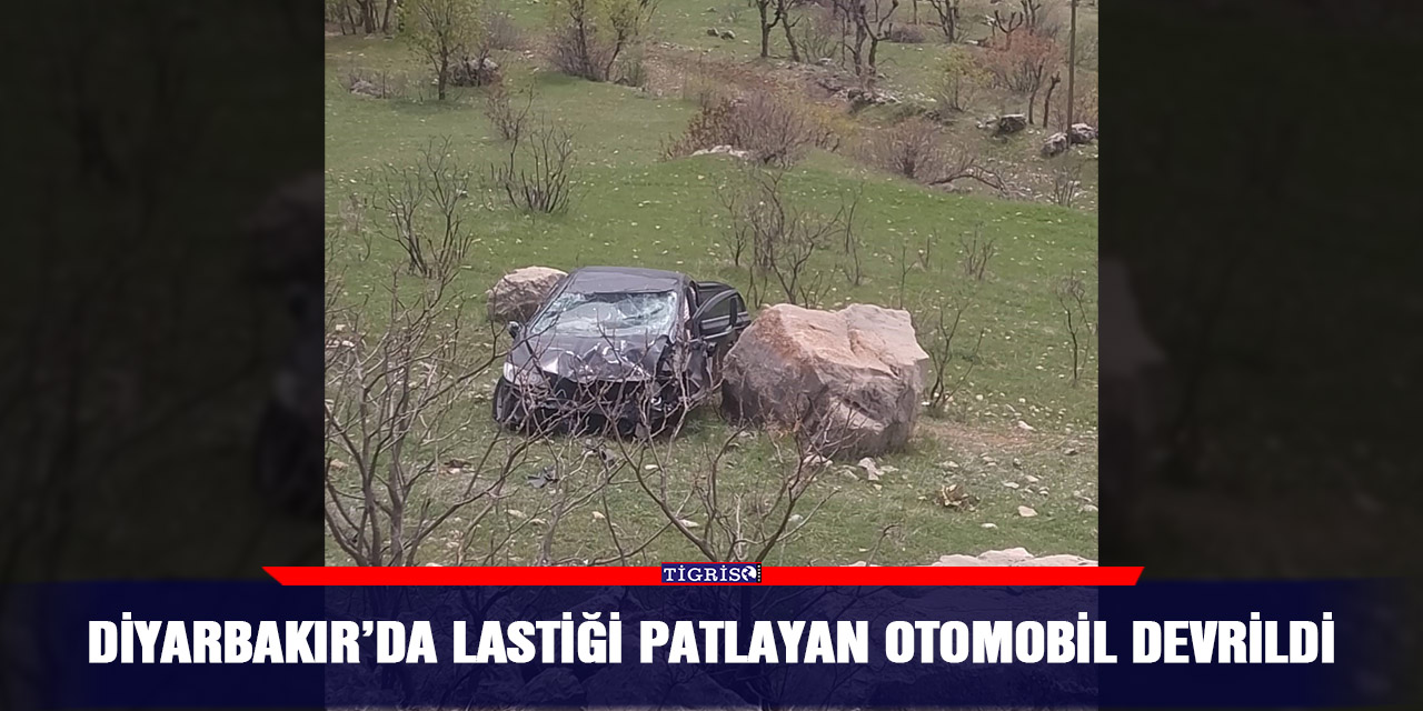 Diyarbakır’da lastiği patlayan otomobil devrildi