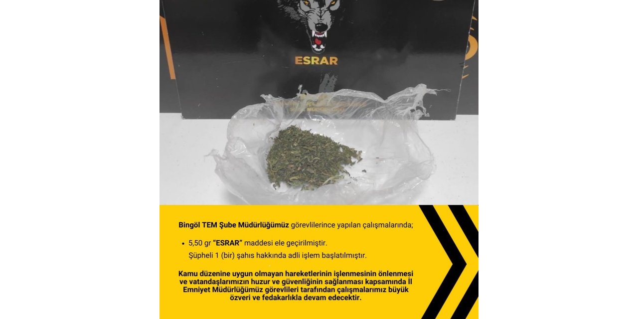 Bingöl’de uyuşturucu operasyonu