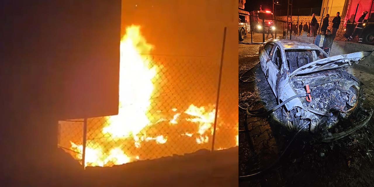 Odunluktaki yangın otomobile sıçradı