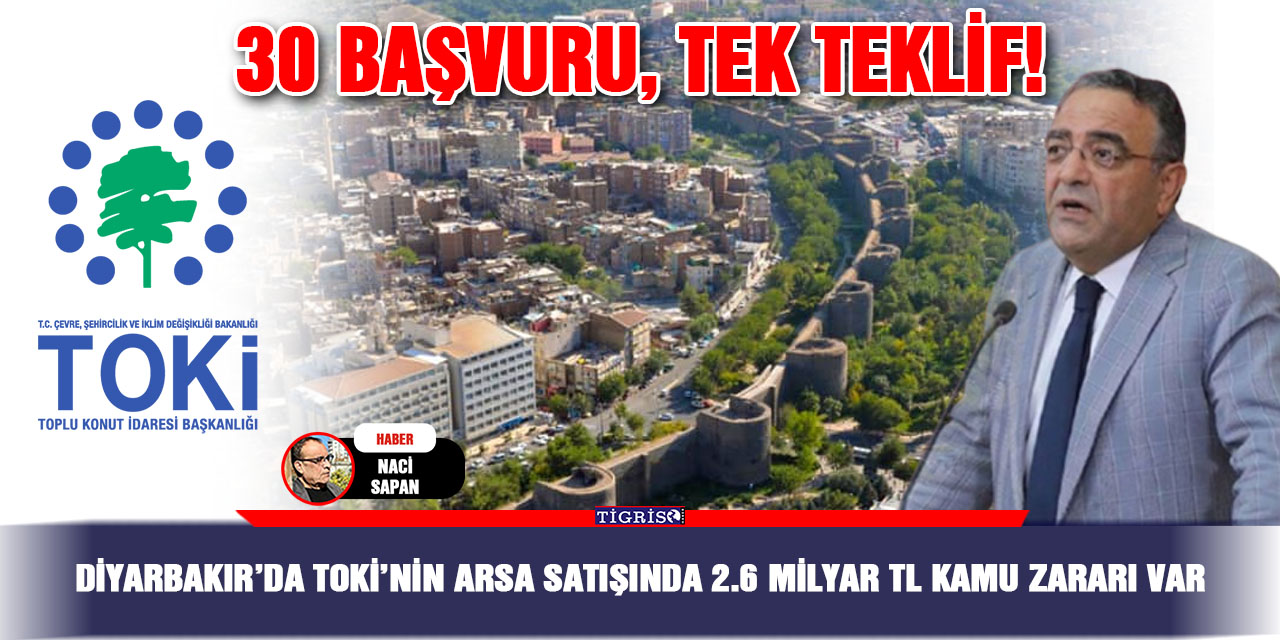 Diyarbakır’da TOKİ’nin arsa satışında 2.6 Milyar TL kamu zararı var