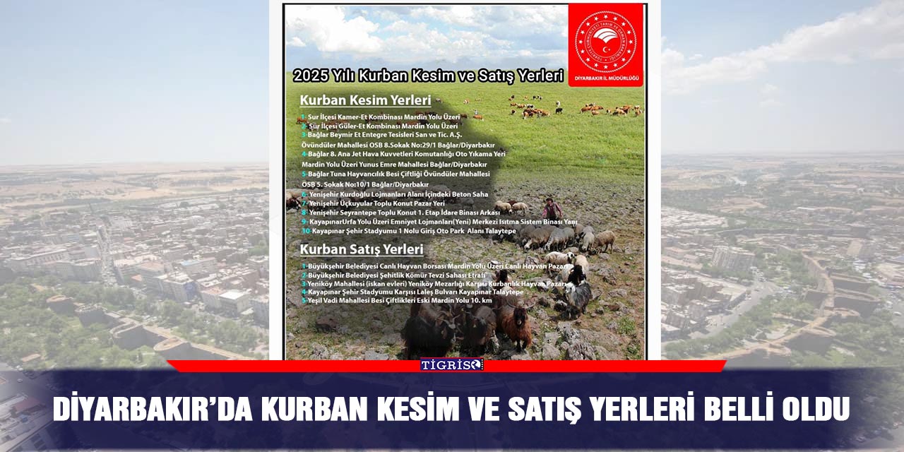 Diyarbakır’da kurban kesim ve satış yerleri belli oldu