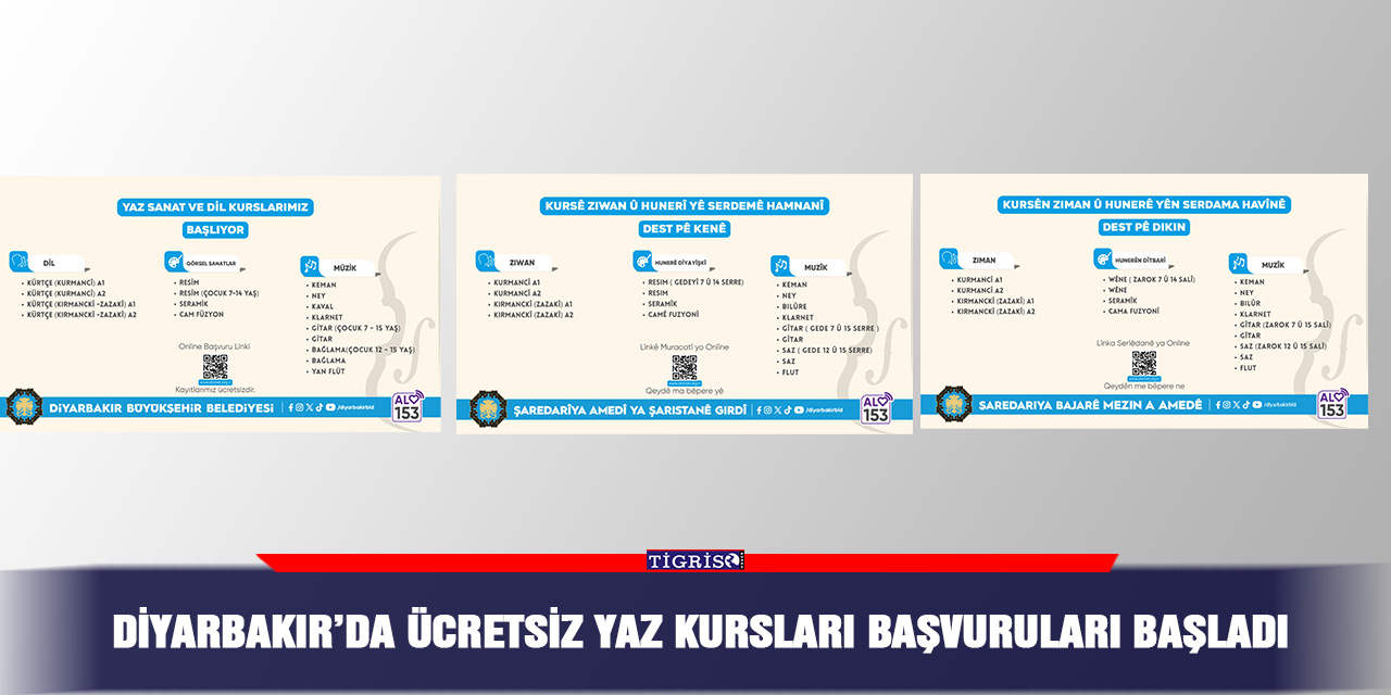 Diyarbakır’da ücretsiz yaz kursları başvuruları başladı