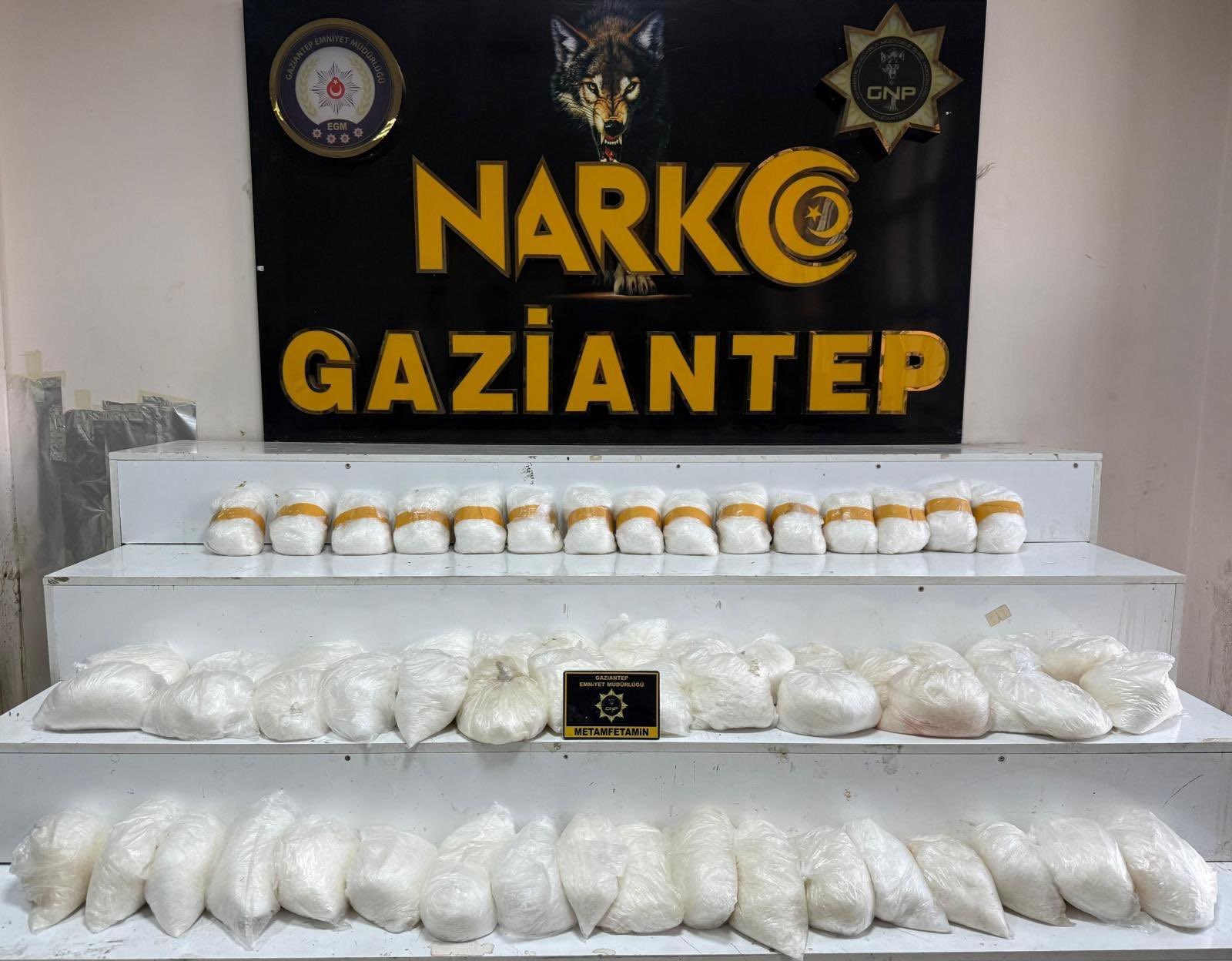 Gaziantep'te 58 kilo metamfetamin ele geçirildi