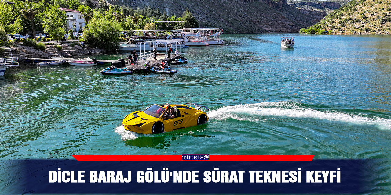 Dicle Baraj Gölü'nde sürat teknesi keyfi