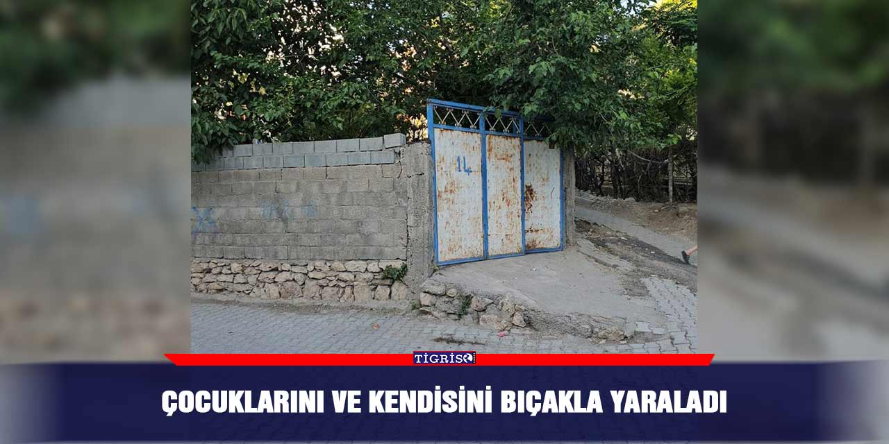 Çocuklarını ve kendisini bıçakla yaraladı