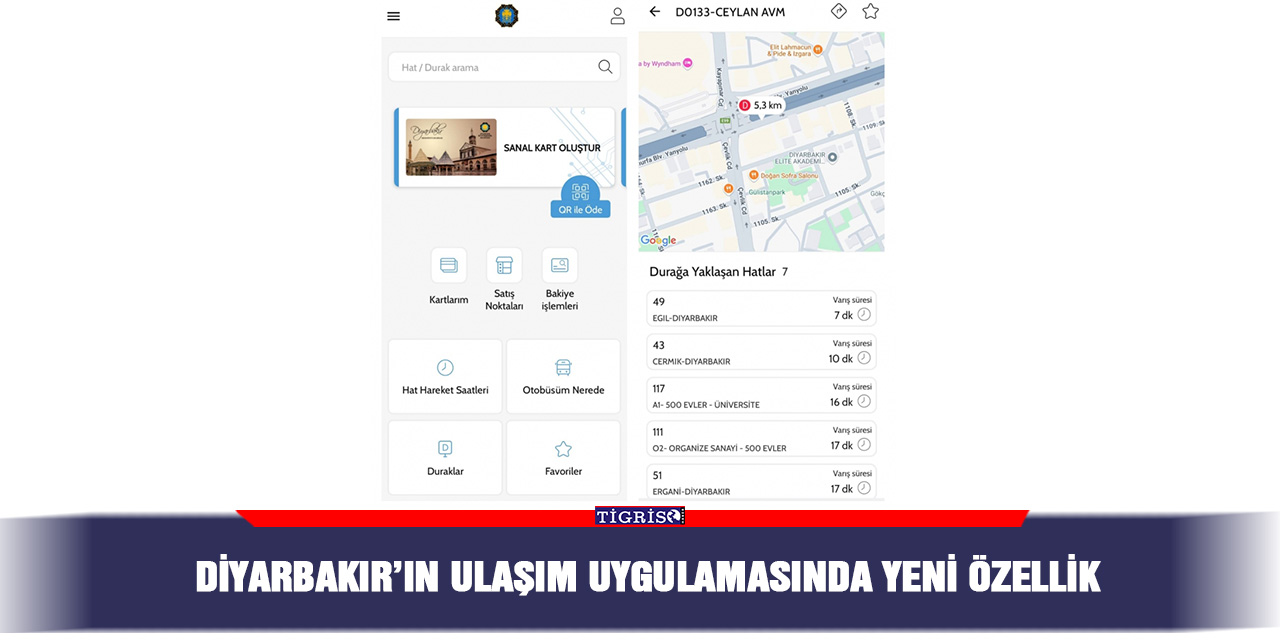 Diyarbakır’ın Ulaşım Uygulamasında yeni özellik