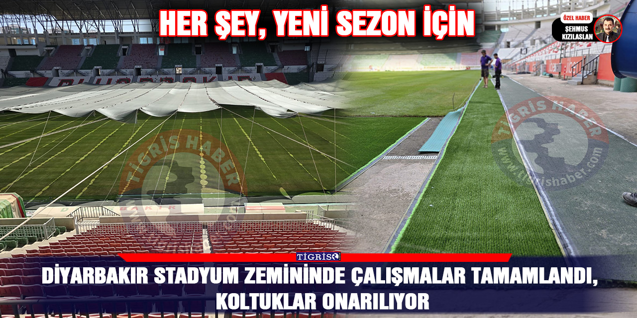 VİDEO - Diyarbakır stadyum zemininde çalışmalar tamamlandı, koltuklar onarılıyor