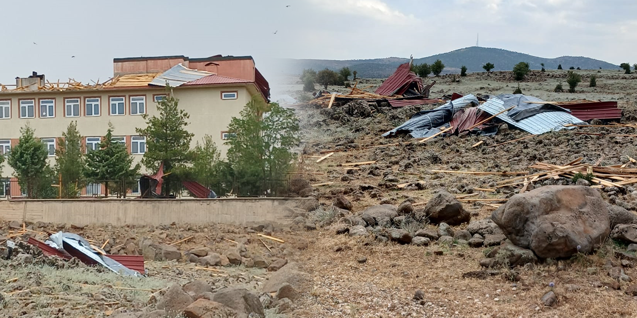 Diyarbakır'da şiddetli rüzgar okulun çatısını uçurdu