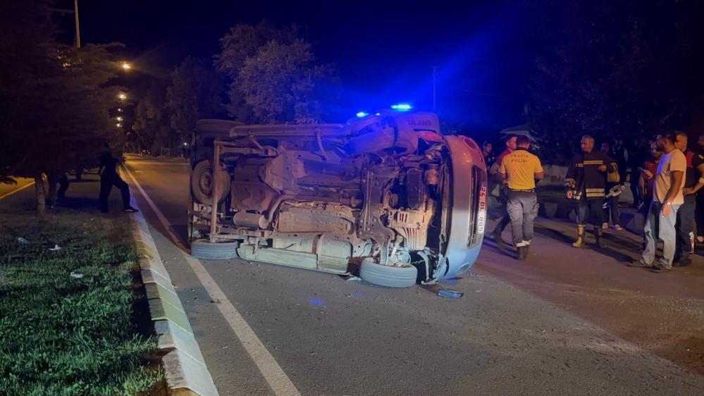 Alkollü sürücü takla attı