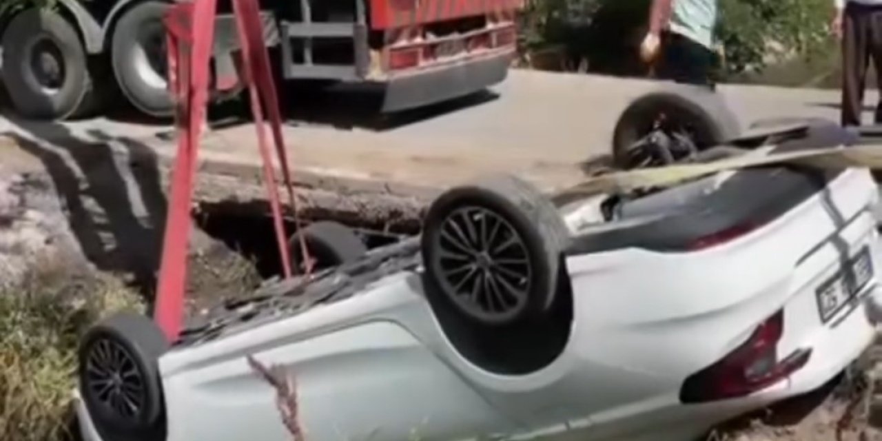 Otomobil su kanala uçtu: 3 yaralı