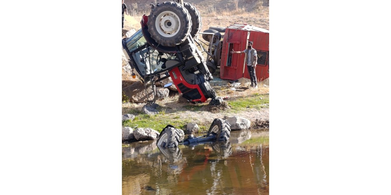 Traktör dereye yuvarlandı