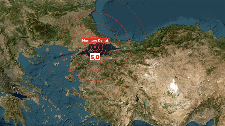 Marmara Denizi'nde 5 büyüklüğünde deprem