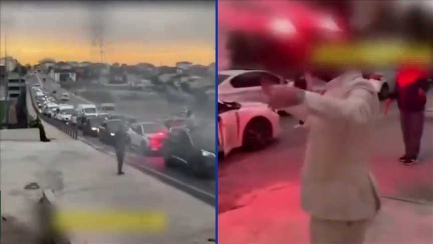 Yolu kapatan düğün konvoyundaki 10 araç sürücüsü yakalandı