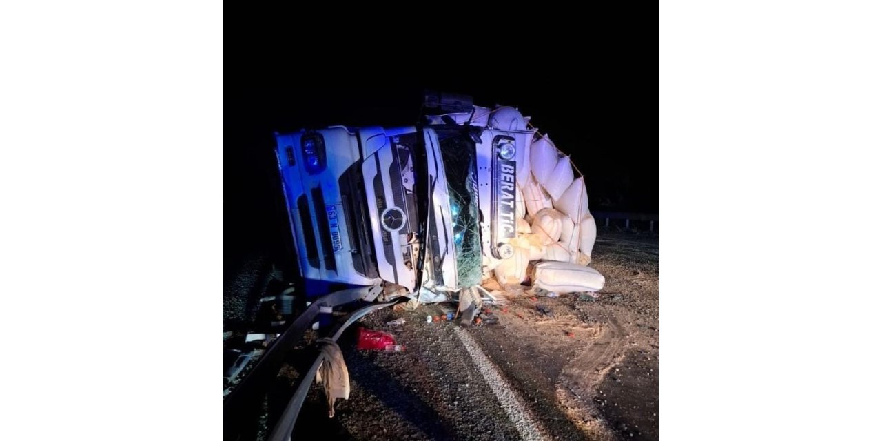 Elazığ’da kamyon devrildi: 1 yaralı