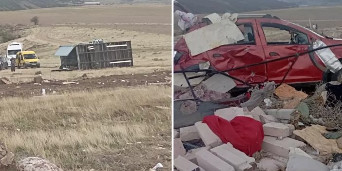 Fırtına konteynır evi devirdi