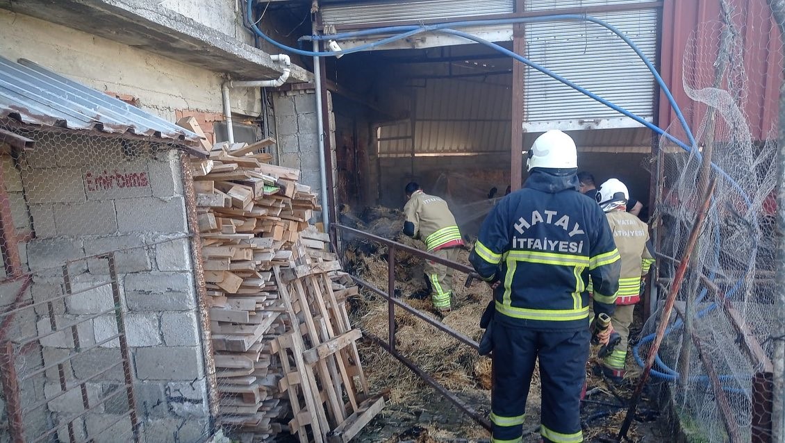 Defne’de samanlık yangını