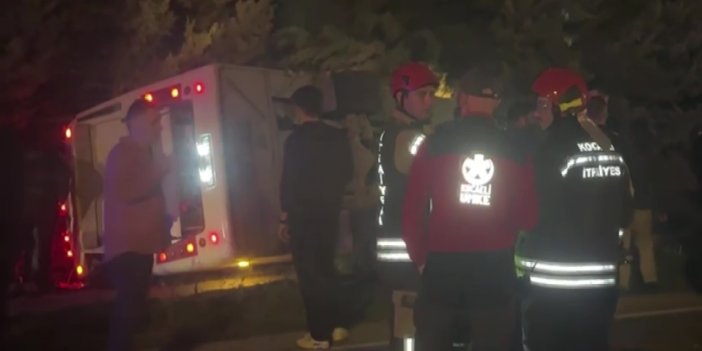 İşçileri taşıyan midibüs devrildi: 8 yaralı