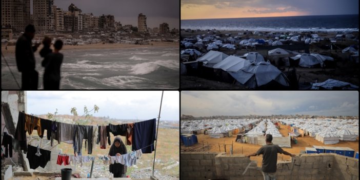 Gazze’de çadırları sel bastı