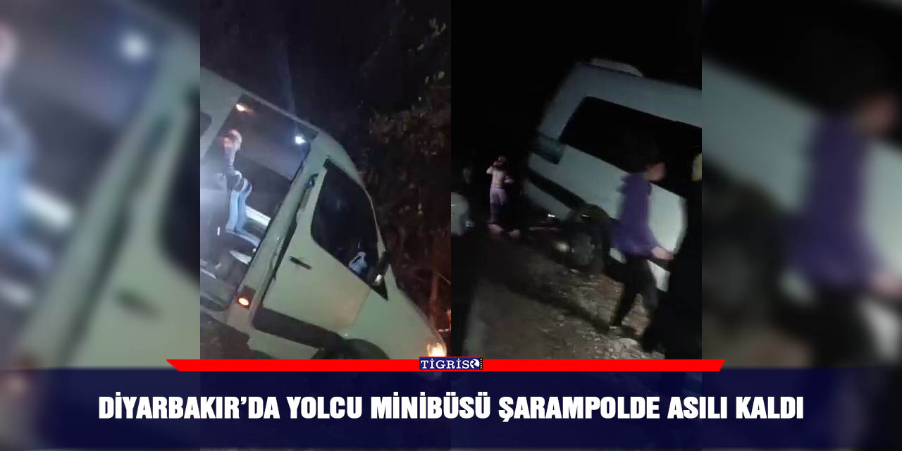Diyarbakır’da yolcu minibüsü şarampolde asılı kaldı