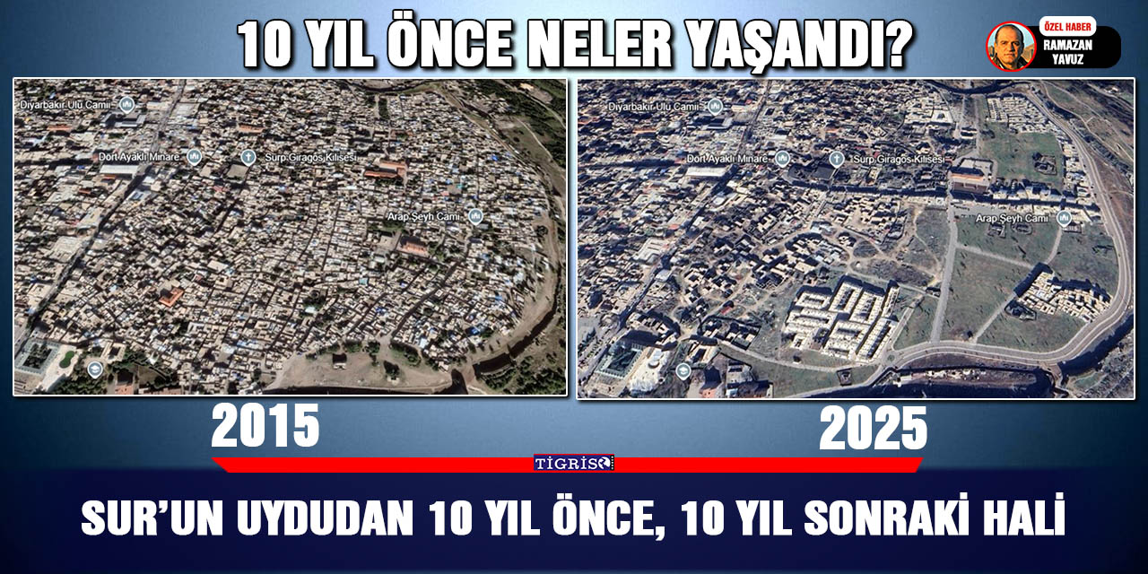 Sur’un uydudan 10 yıl önce, 10 yıl sonraki hali