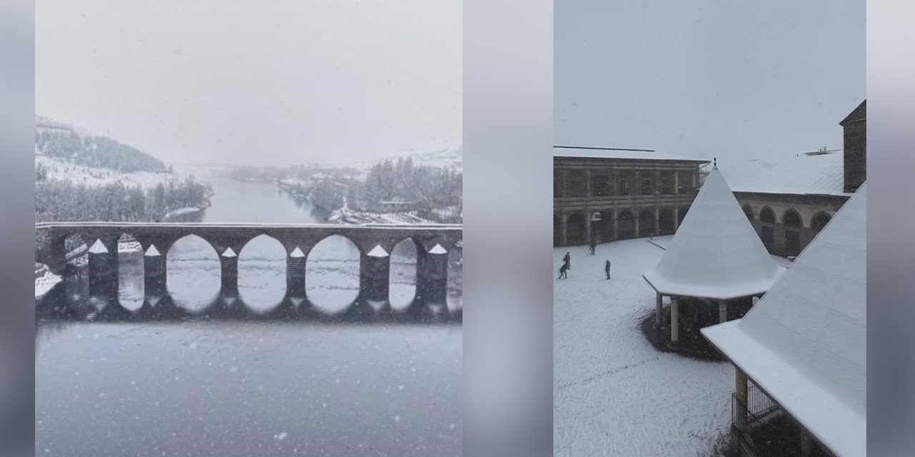 Diyarbakır'ın tarihi mekanları karla kaplandı