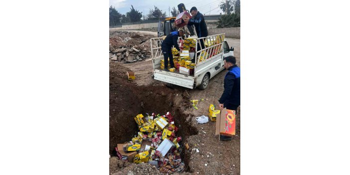 465 kilo sağlıksız ürün toprağa gömülerek imha edildi!