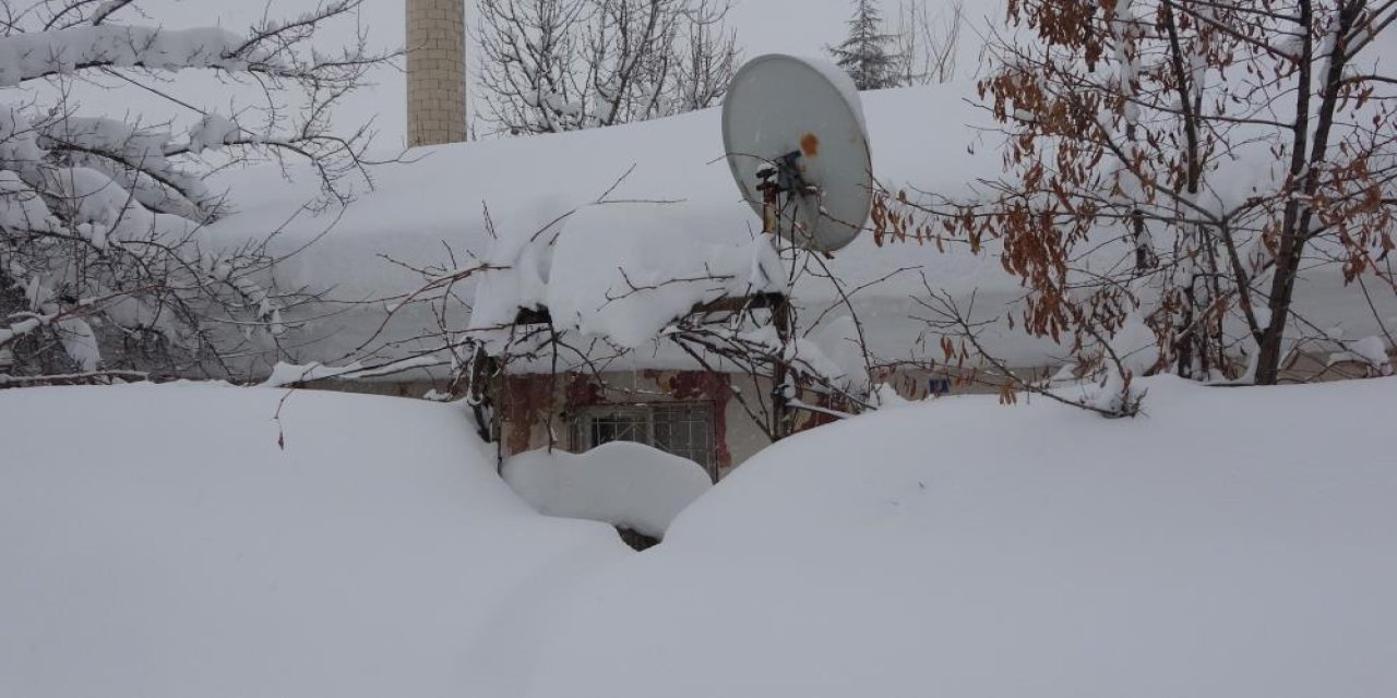 Bitlis'te tek katlı evler kardan kayboldu