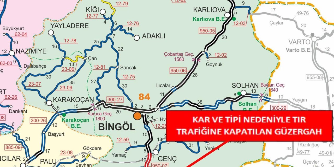 Diyarbakır-Bingöl yolu TIR trafiğine kapandı