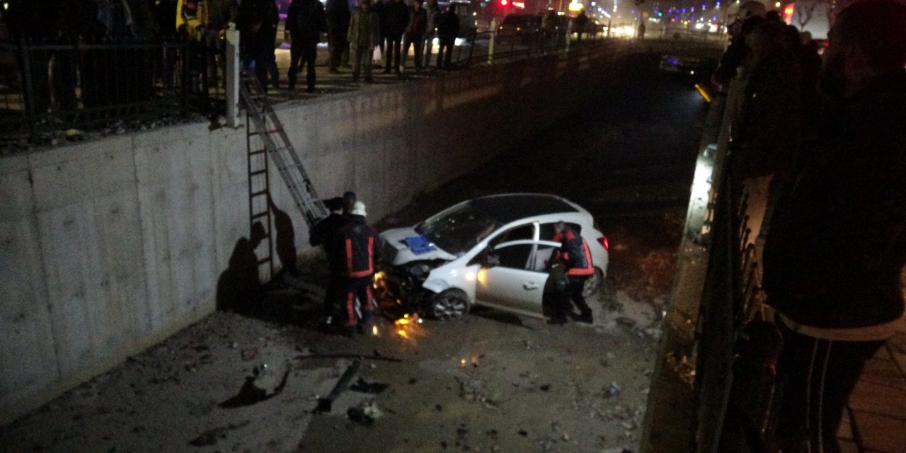 Otomobil sulama kanalına düştü: 1 yaralı