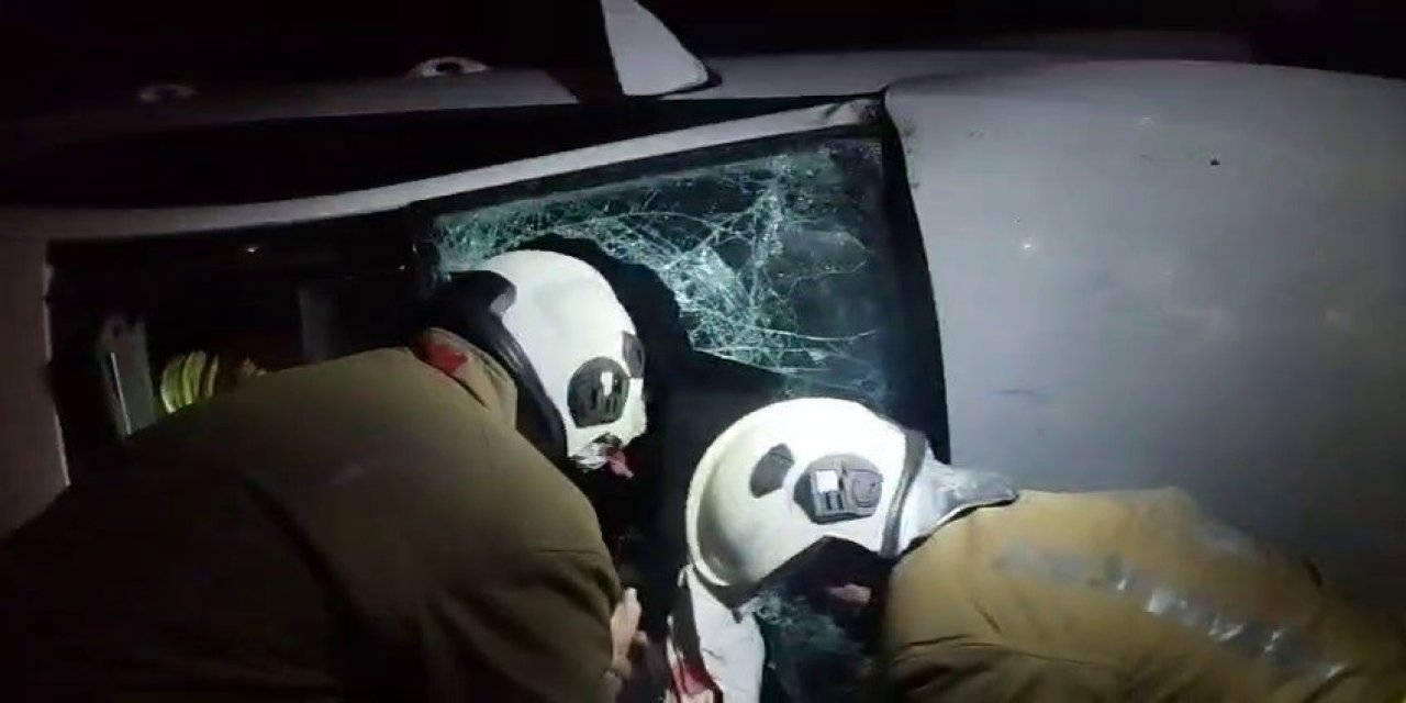 Kontrolden çıkan otomobil tarlaya uçtu