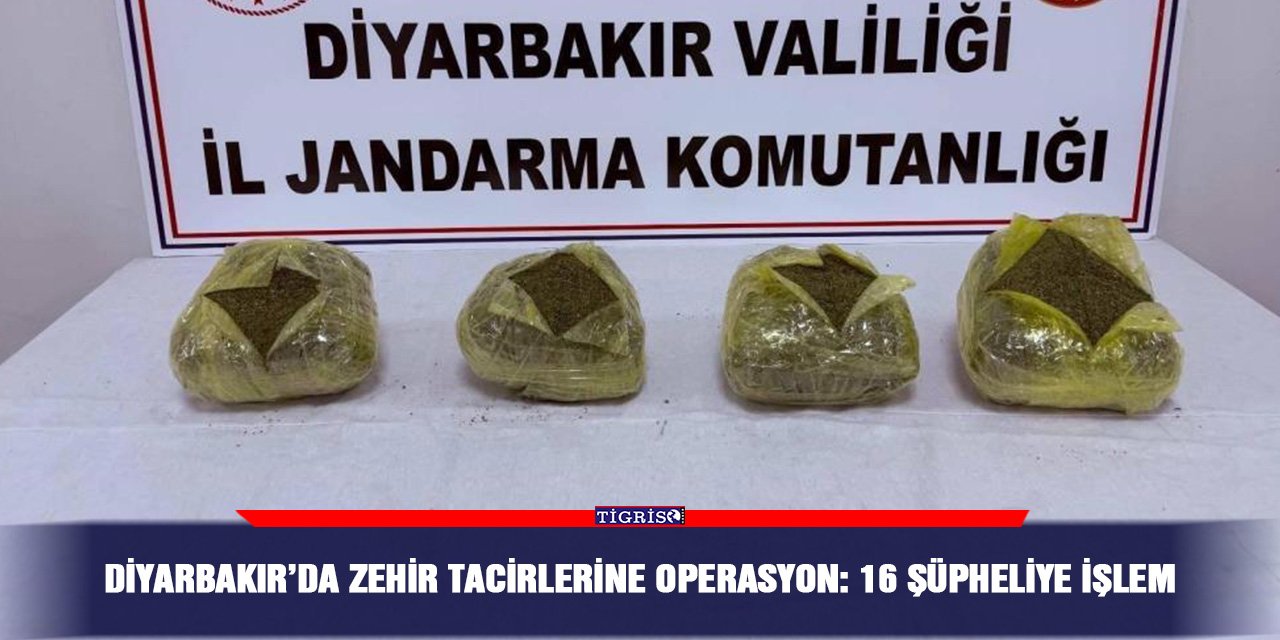 Diyarbakır’da zehir tacirlerine operasyon: 16 şüpheliye işlem