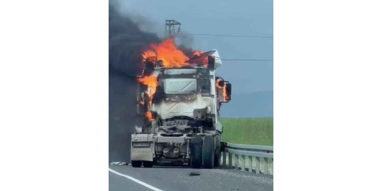 Silopi’de seyir halindeki tır alev aldı