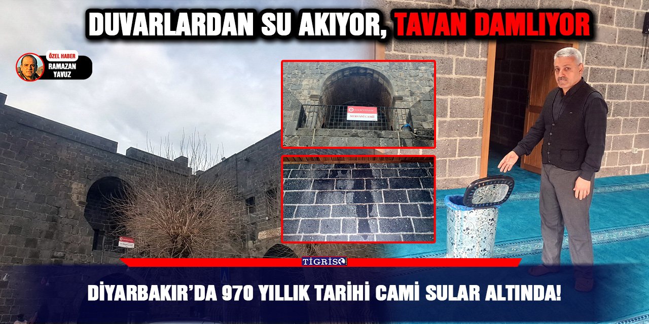 Diyarbakır’da 970 yıllık tarihi cami sular altında!