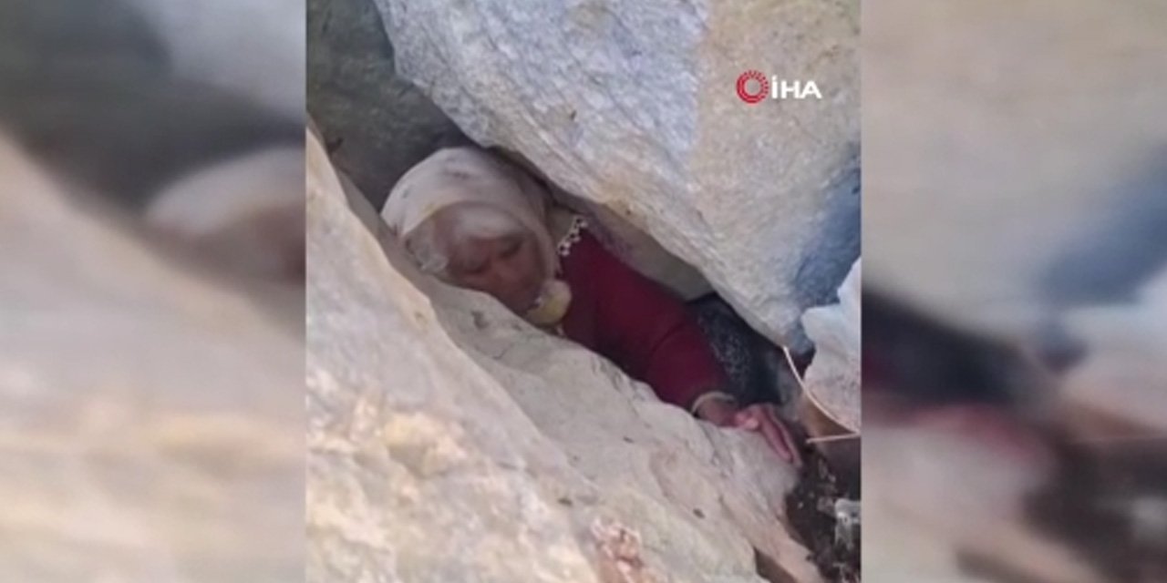 80 yaşındaki kadın kayalıkta sıkışmış halde bulundu