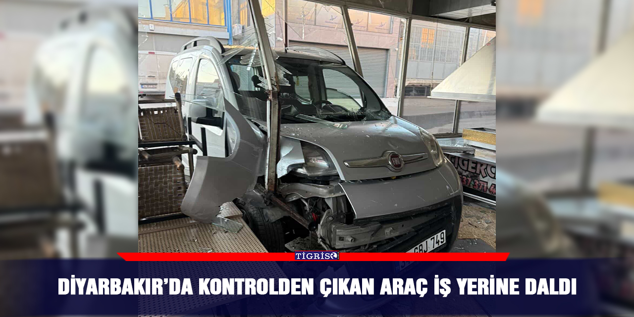 Diyarbakır’da kontrolden çıkan araç iş yerine daldı