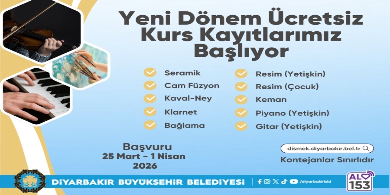 Diyarbakır’da ücretsiz sanat ve müzik kurs kayıtları başlıyor