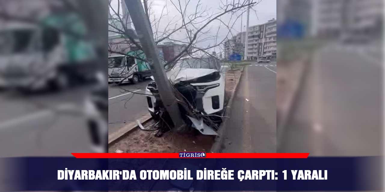 Diyarbakır'da otomobil direğe çarptı: 1 yaralı