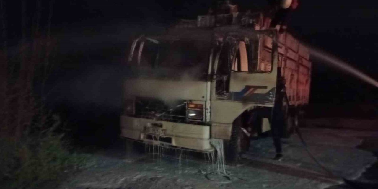 Kamyon alevlere teslim oldu