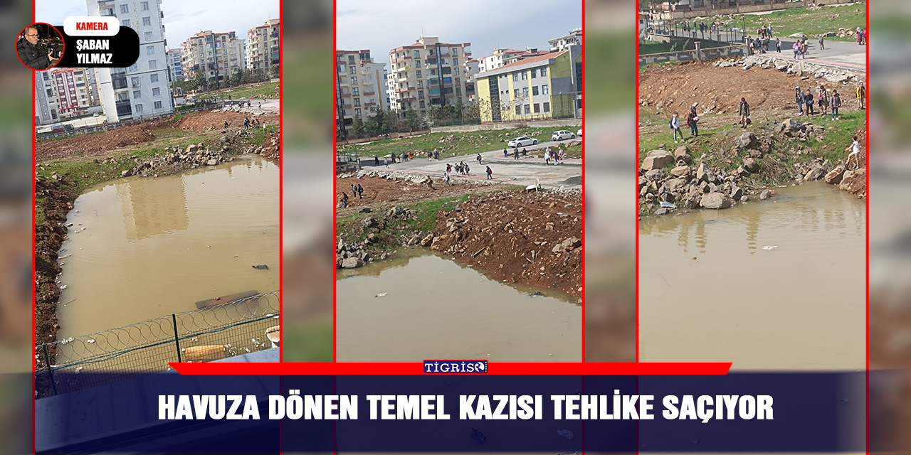 Havuza dönen temel kazısı tehlike saçıyor