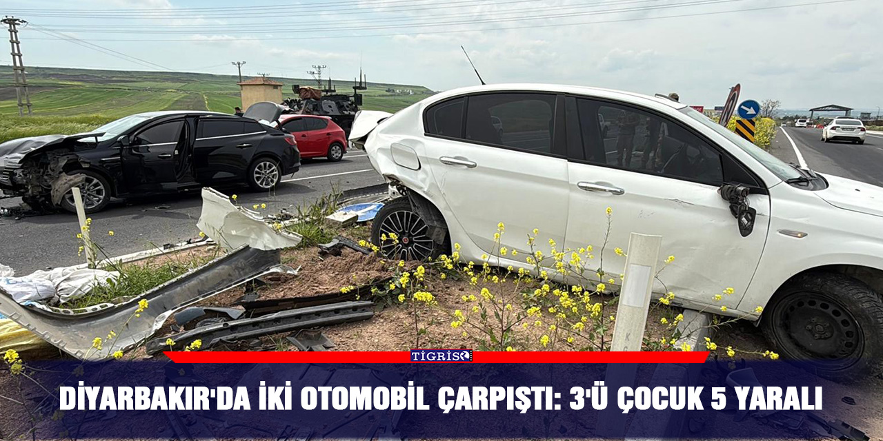 Diyarbakır'da iki otomobil çarpıştı: 3'ü çocuk 5 yaralı