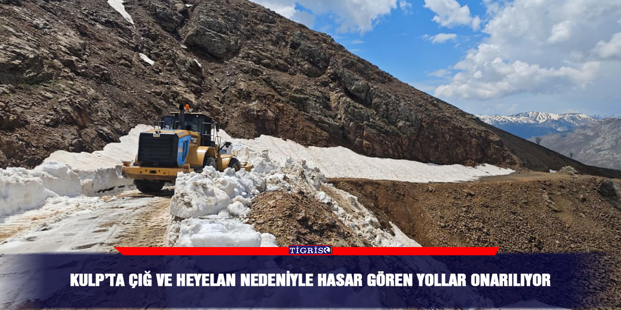 Kulp’ta çığ ve heyelan nedeniyle hasar gören yollar onarılıyor