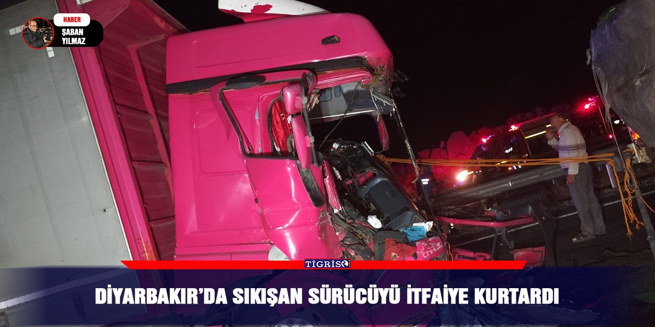 Diyarbakır’da sıkışan sürücüyü itfaiye kurtardı