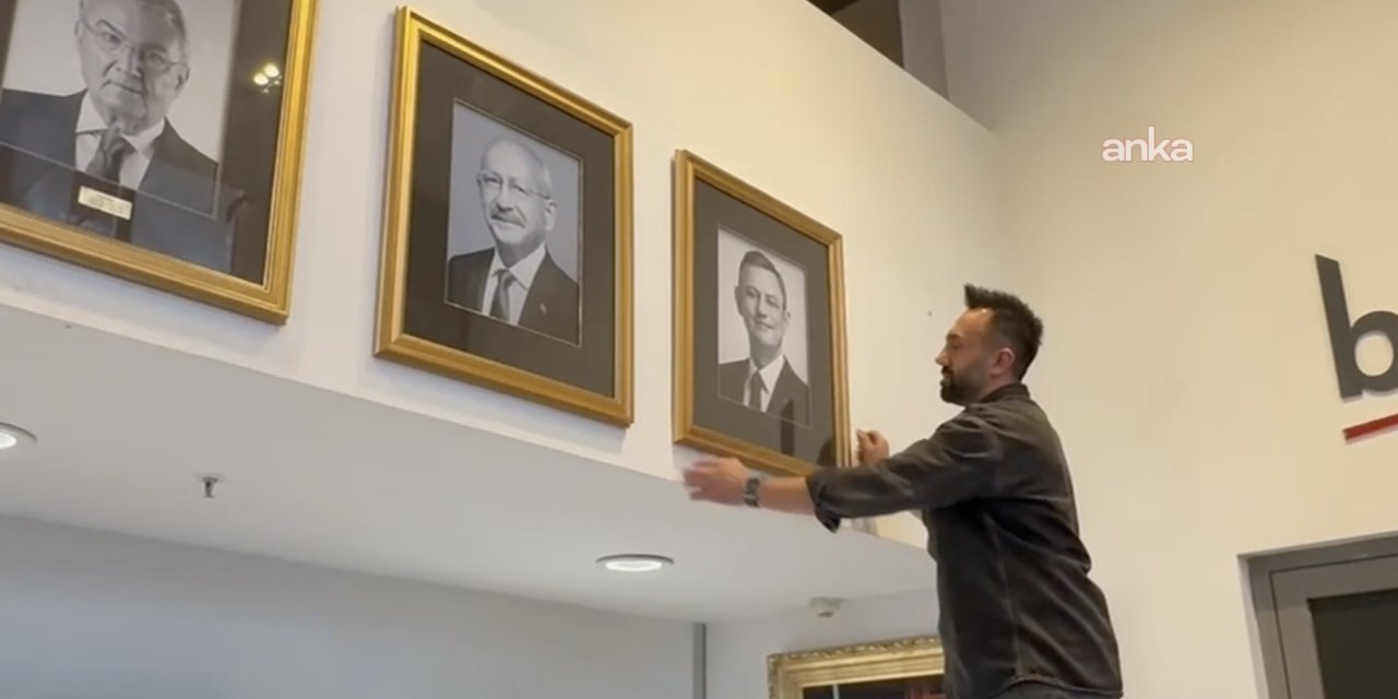 Kemal Kılıçdaroğlu'nun fotoğrafı, CHP Genel Merkezi'ne asıldı