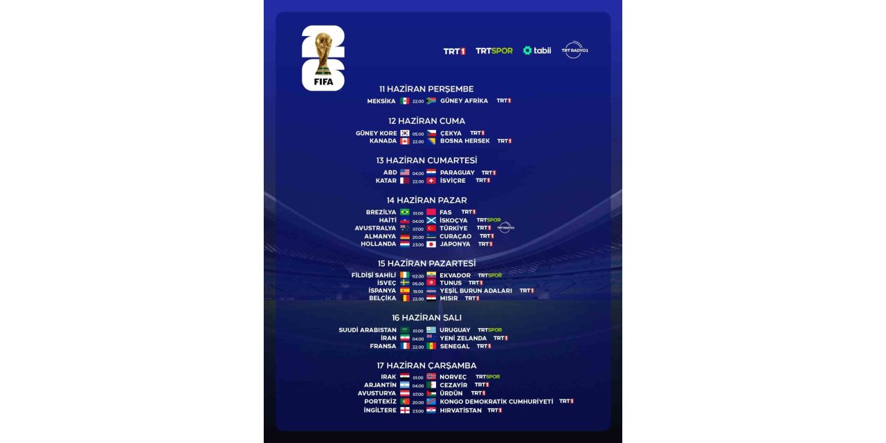 2026 Dünya Kupası TRT ekranlarında