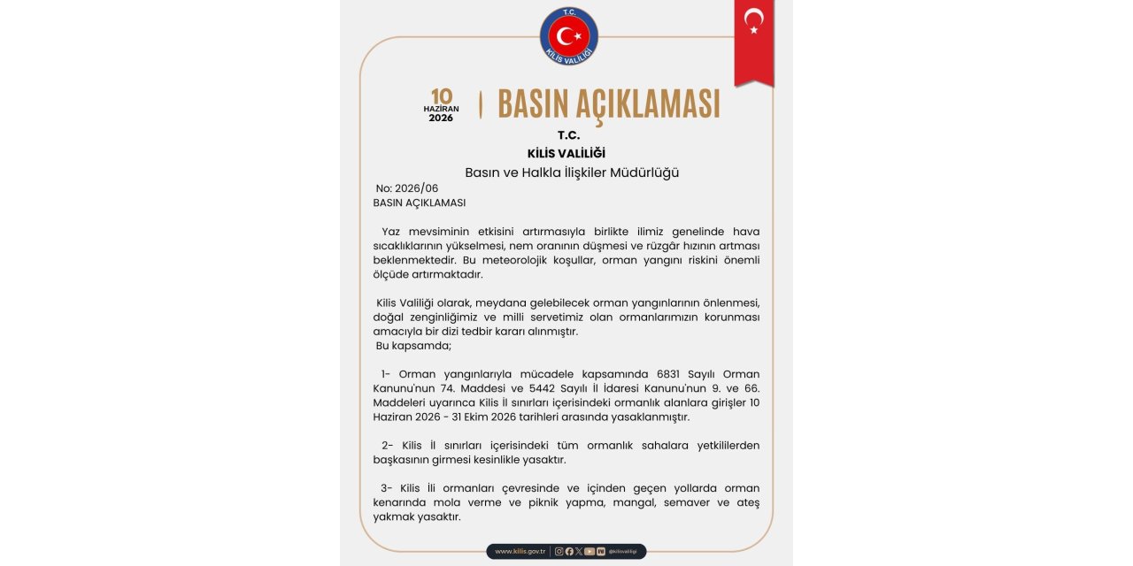 Ormanlara girişler 31 Ekim’e kadar yasaklandı