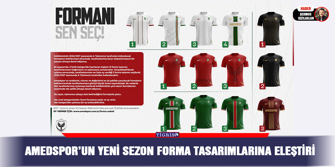 Amedspor’un yeni sezon forma tasarımlarına eleştiri