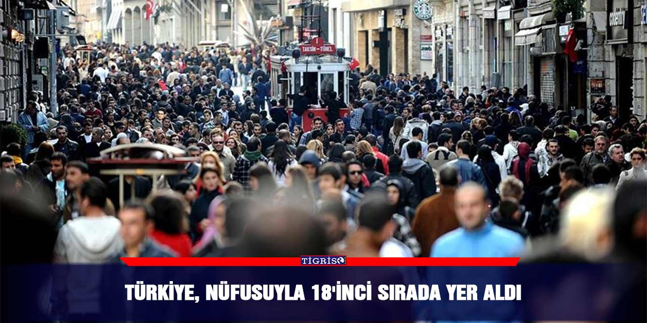 Türkiye, nüfusuyla 18'inci sırada yer aldı