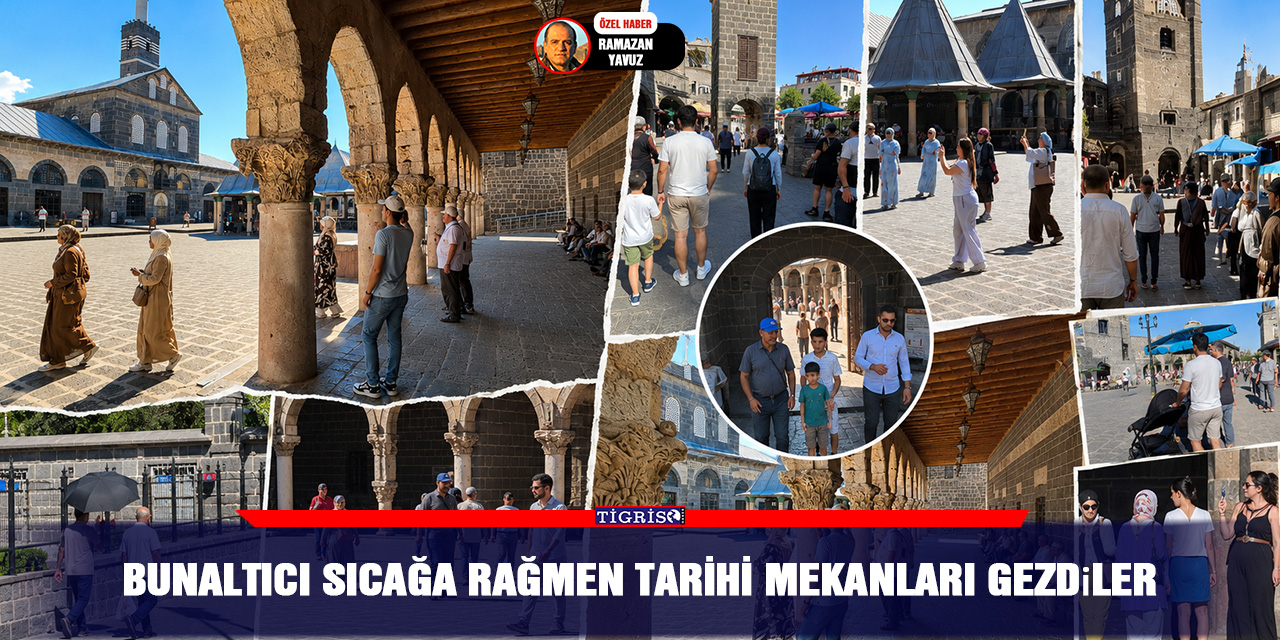 Bunaltıcı sıcağa rağmen tarihi mekanları gezdi̇ler