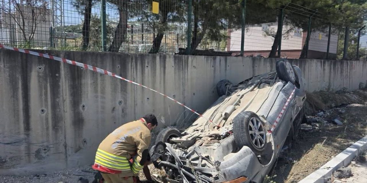 Kontrolden çıkan otomobil takla attı